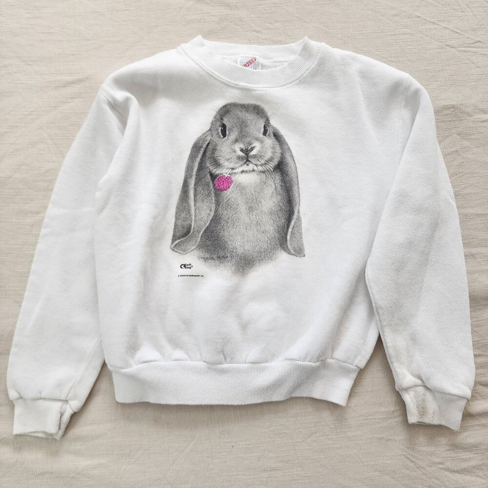 Vintage Bunny Portrait Crewneck kids 8/10